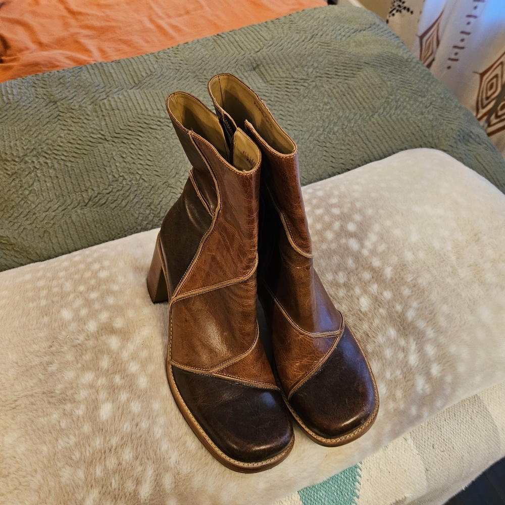 70'S Brown Leather Ankle Boots